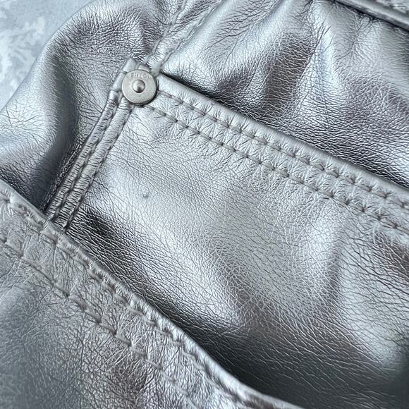 Mother The Vagabond Zip Mini Skirt Faux Leather In Silver Dagger Size 32 - Picture 9 of 13